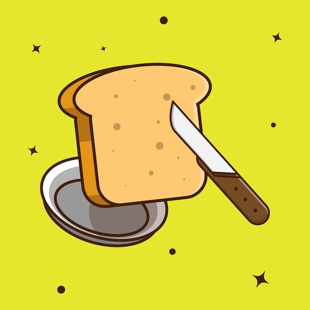 Cut bread cartoon icon illustration Food concept Isolated premium design