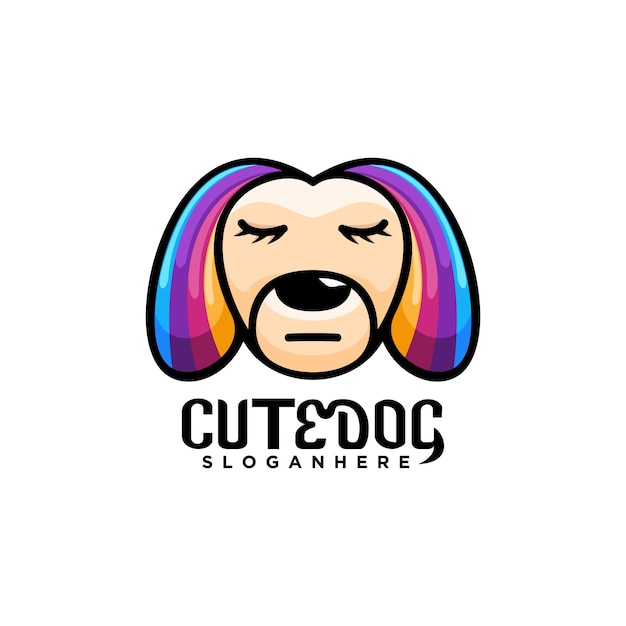 Cut dog girls logo design vector