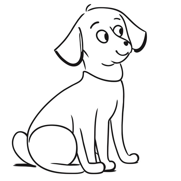 Vettore tagliare l'illustrazione isolata del concetto dell'icona dell'autoadesivo del fumetto disegnato a mano del cane