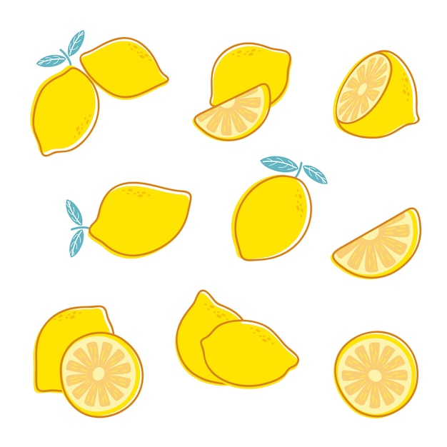 Cut fresh lemon set