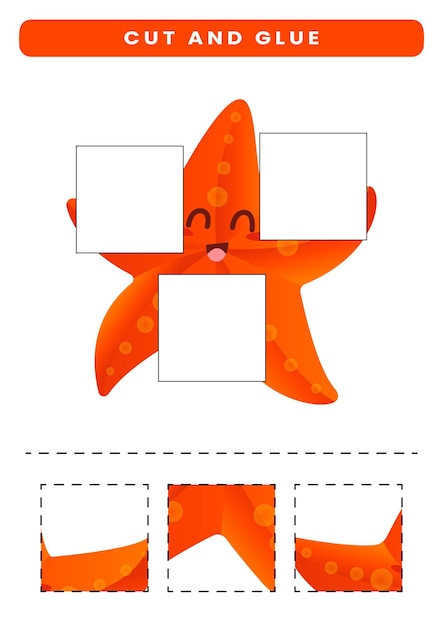 Cut and glue animal sea worksheet for kids