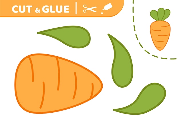 Vector cut and glue carrot big orange cartoon carrot applique paper game vector