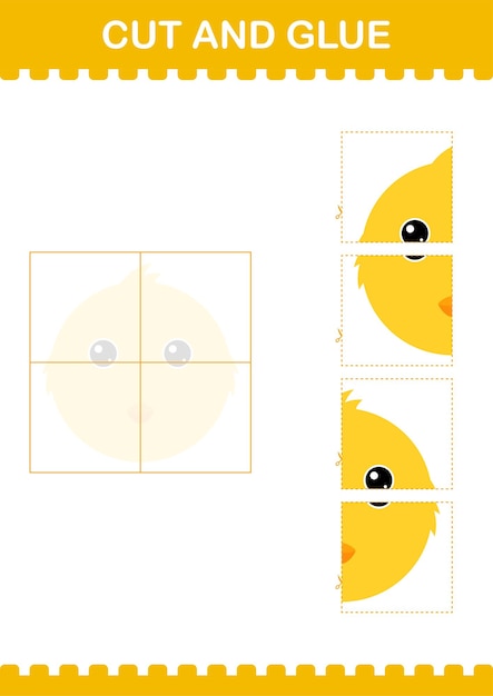 Cut and glue Chicken face Worksheet for kids