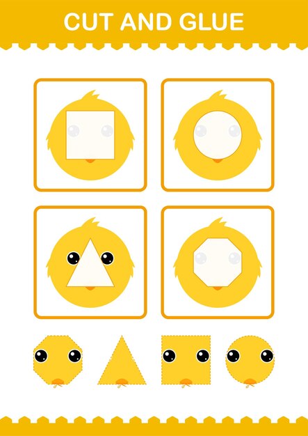 Cut and glue Chicken face Worksheet for kids