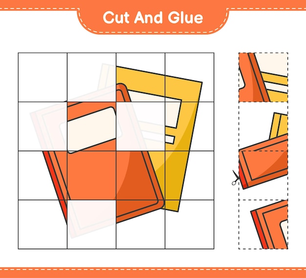 Cut and glue cut parts of Book and glue them Educational children game printable worksheet