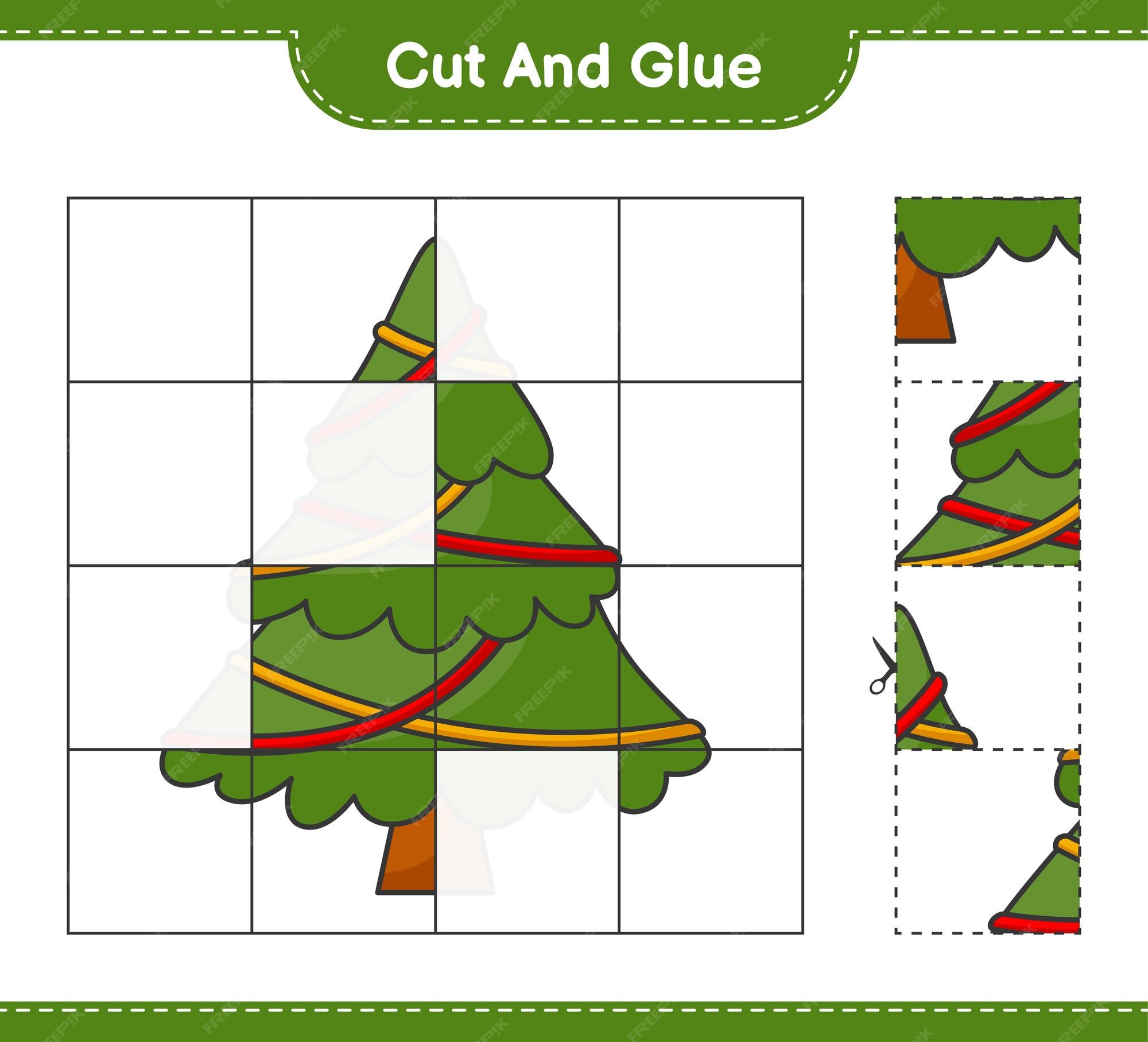 Premium Vector | Cut and glue cut parts of christmas tree and glue them