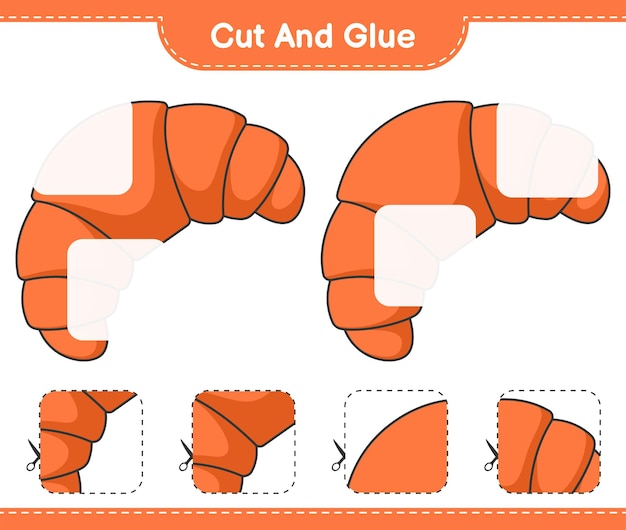 Cut and glue cut parts of Croissant and glue them Educational children game printable worksheet