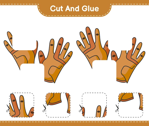 Cut and glue cut parts of Golf Gloves and glue them Educational children game printable worksheet vector illustration