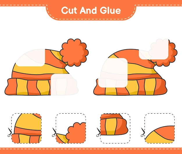 Cut and glue cut parts of Hat and glue them Educational children game printable worksheet