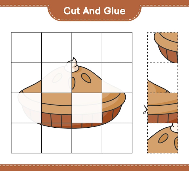 Вырежьте и склейте вырезанные части пирога и склейте их Развивающая детская игра Рабочий лист для печати