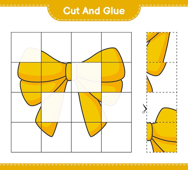 Cut and glue cut parts of Ribbon and glue them Educational children game printable worksheet vector illustration