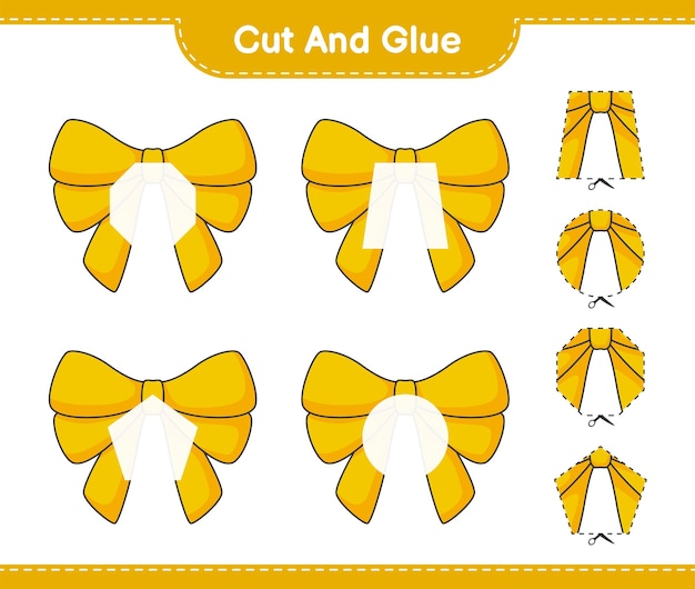 Cut and glue cut parts of Ribbon and glue them Educational children game printable worksheet vector illustration