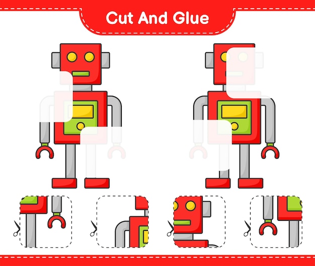 ロボットキャラクターのカット部分をカットして接着し、それらを接着します教育子供向けゲーム