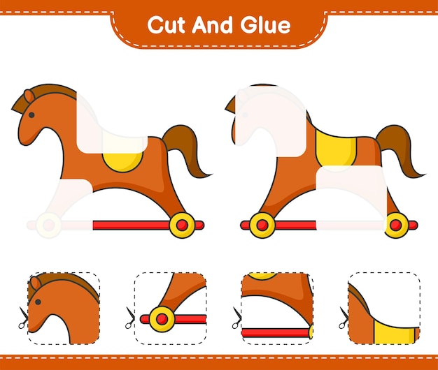 Cut and glue cut parts of Rocking Horse and glue them Educational children game