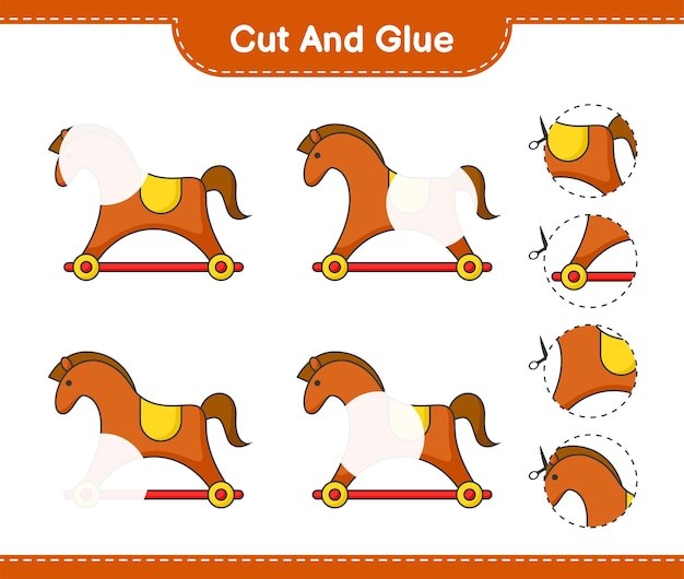 Cut and glue cut parts of Rocking Horse and glue them Educational children game