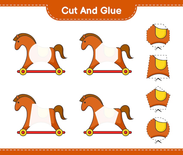 Cut and glue cut parts of Rocking Horse and glue them Educational children game