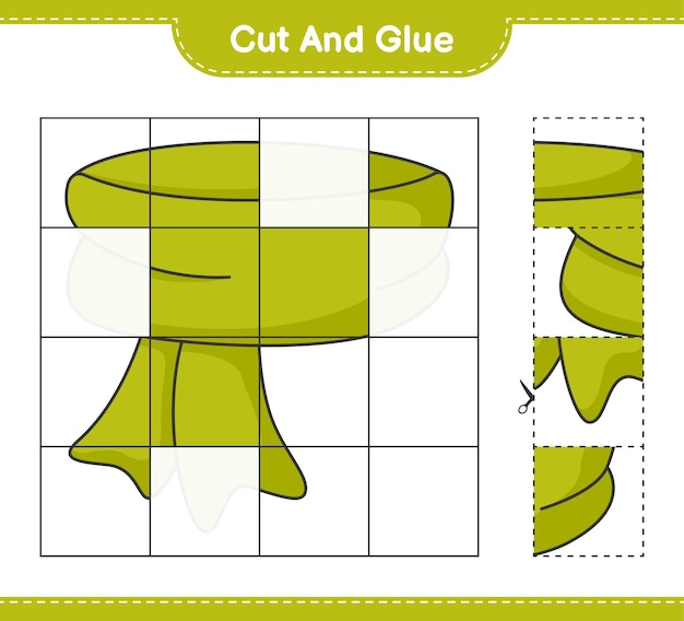 스카프의 자른 부분을 자르고 붙이고 붙입니다. 교육용 어린이 게임 인쇄용 워크 시트
