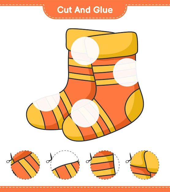 Cut and glue cut parts of Socks and glue them Educational children game printable worksheet