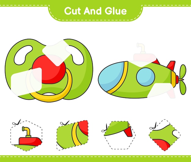 Cut and glue cut parts of Submarine and Pacifier And glue them Educational children game