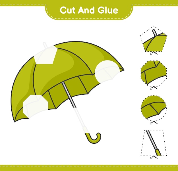 Cut and glue cut parts of Umbrella and glue them Educational children game printable worksheet