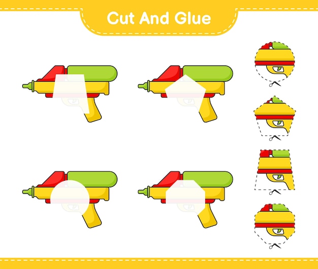 Cut and glue cut parts of Water Gun and glue them Educational children game printable worksheet