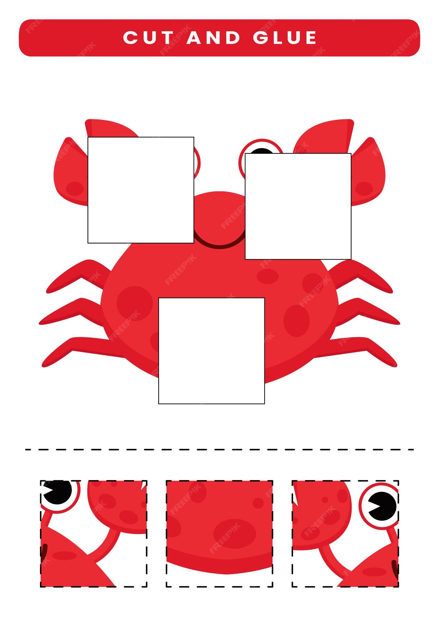 Premium Vector | Cut and glue of cute sea animal worksheet for children
