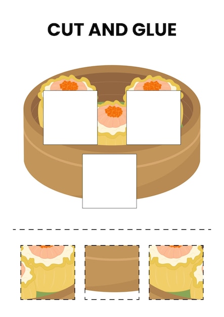 子供向けの切り取って接着するフードコラージュ