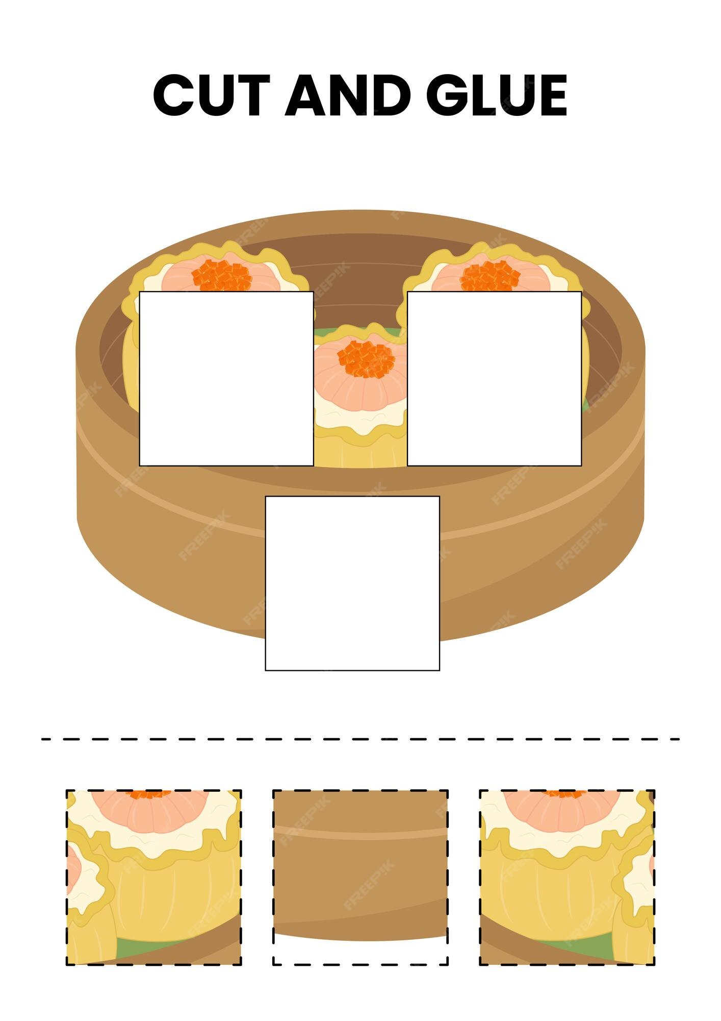 Premium Vector | Cut and Glue Food Collage for Kids