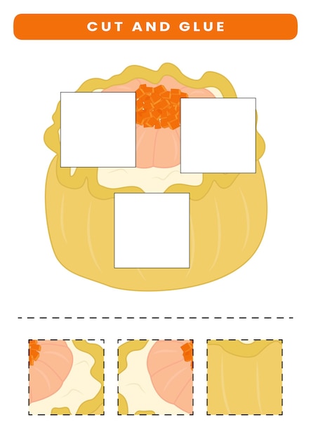 Cut and glue food worksheet for kids