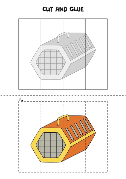 Cut and glue game for kids Cartoon pet carrier