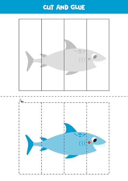 Игра «Вырежи и склей» для детей Милая голубая акула