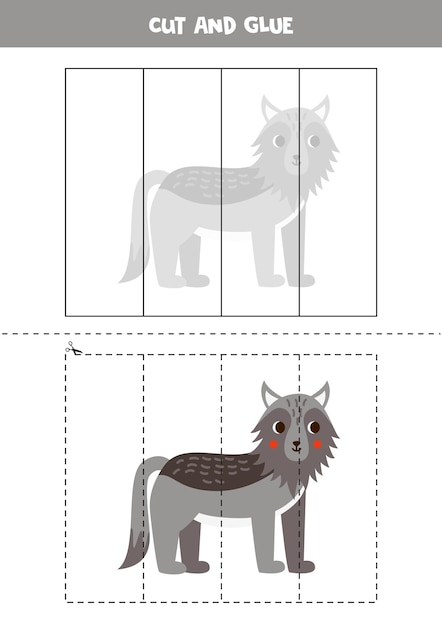 아이들을 위한 자르고 붙이기 게임 귀여운 만화 늑대