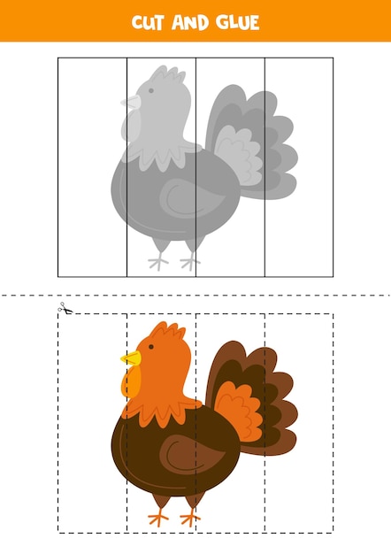 아이들을 위한 자르고 붙이기 게임 귀여운 칠면조
