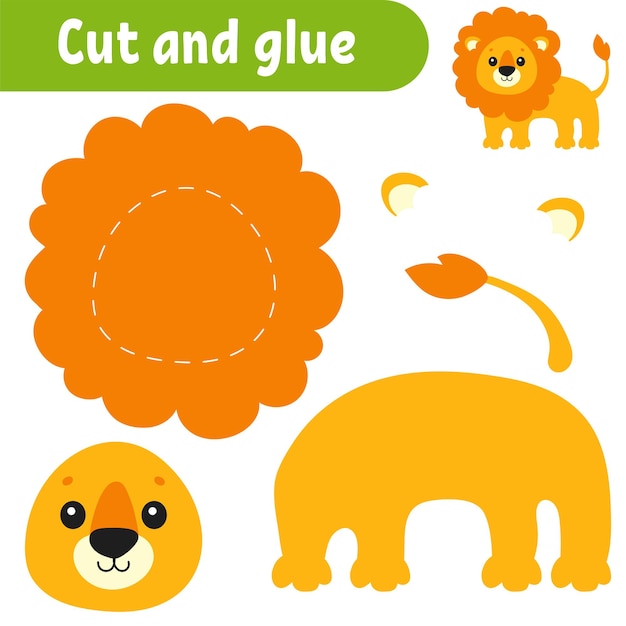 Cut and glue Game for kids Education developing worksheet