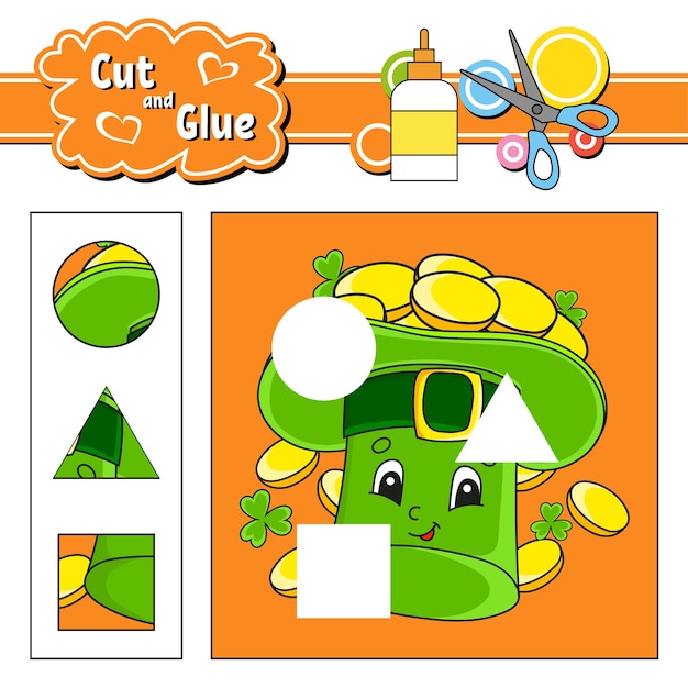 Cut and glue. game for kids.  st. patrick's day.