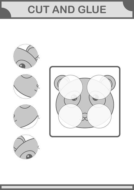 Taglia e incolla un foglio di lavoro per bambini con faccia di panda