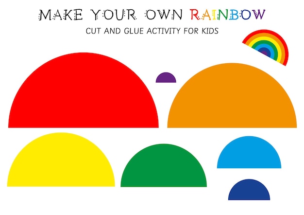 Cut and glue a rainbow worksheet for kids scissor skills cutting practice fine motor skills