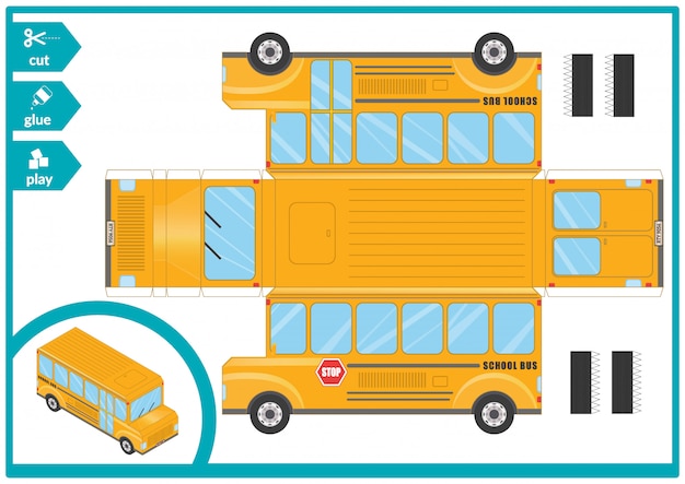 Cut and glue a school bus