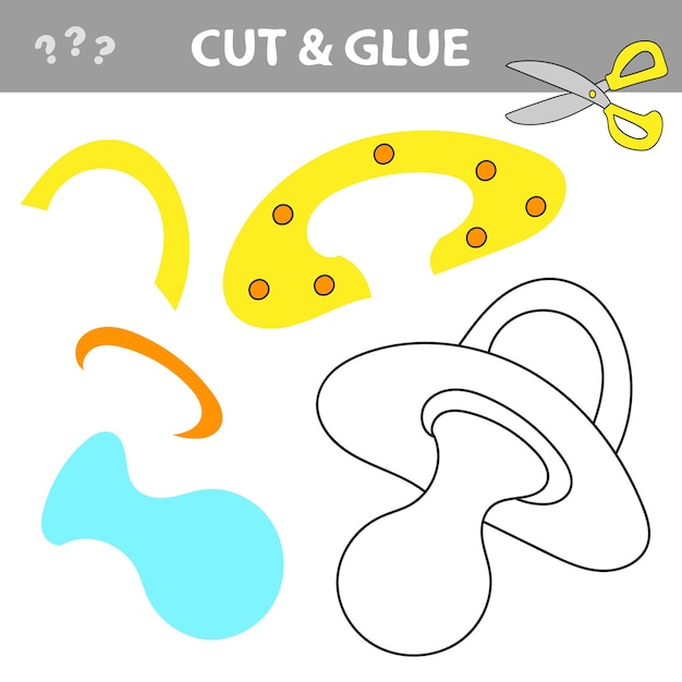 Cut and glue  simple game for kids cut parts of pacifier and glue them