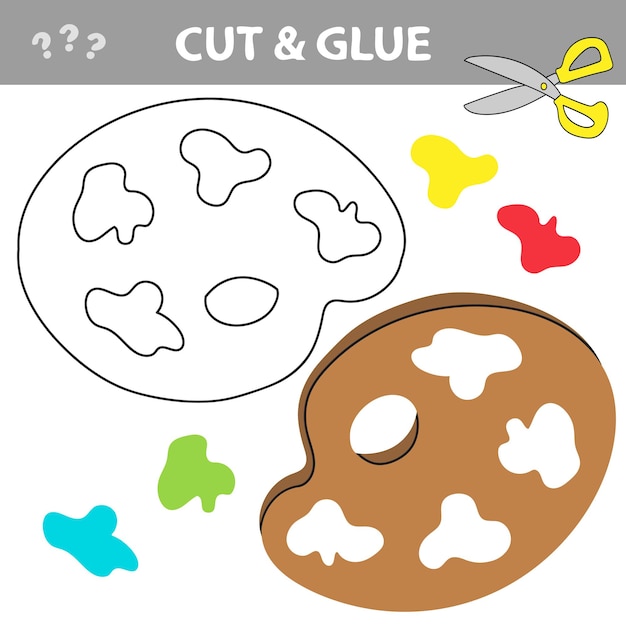 Cut and glue  simple game for kids palette in cartoon style education game