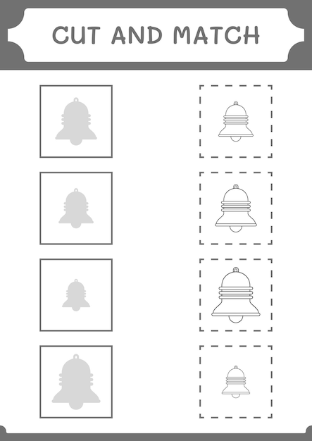 Cut and match parts of Bell game for children Vector illustration printable worksheet