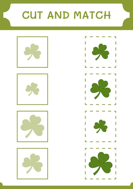 Cut and match parts of Clover game for children Vector illustration printable worksheet