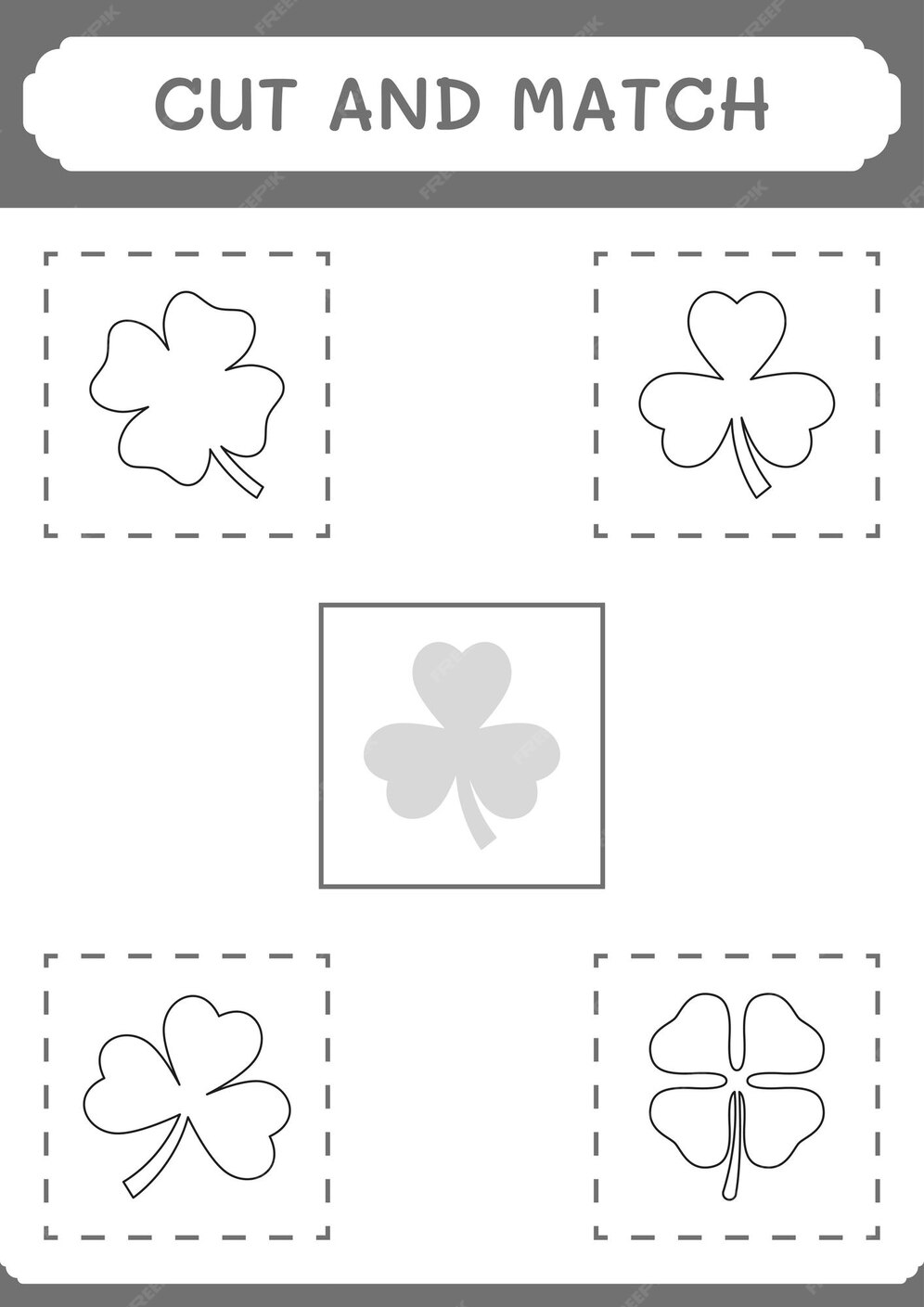 Premium Vector | Cut and match parts of clover game for children vector