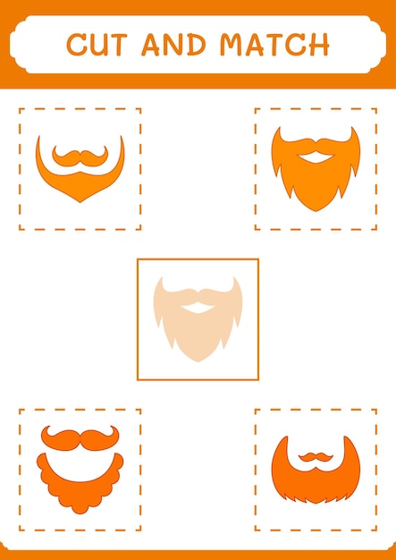 Cut and match parts of Leprechaun beard game for children Vector illustration printable worksheet