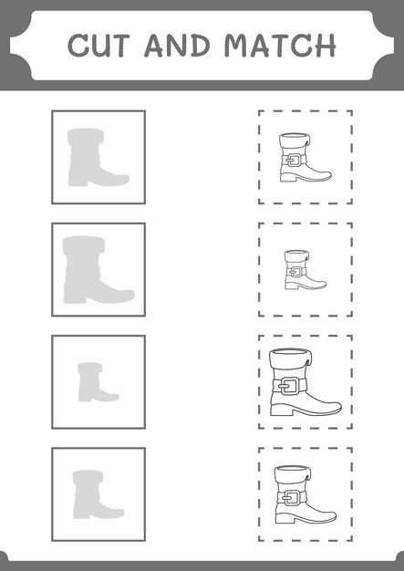 Cut and match parts of leprechaun boot game for children vector illustration printable worksheet