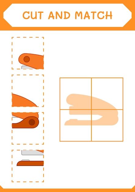 Cut and match parts of Stapler game for children Vector illustration printable worksheet