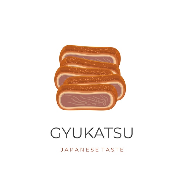컷 고기 Katsu 또는 Gyu Katsu 벡터 일러스트 로고