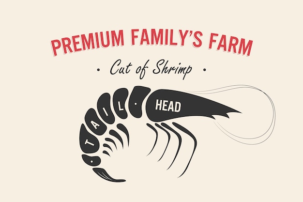 Cut of meat set poster butcher diagram and scheme  shrimp
