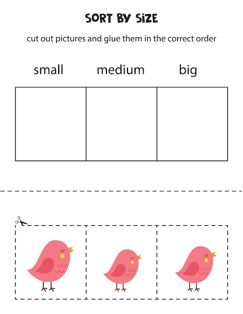 Big Medium Small Worksheet: Free Printable PDF for Children