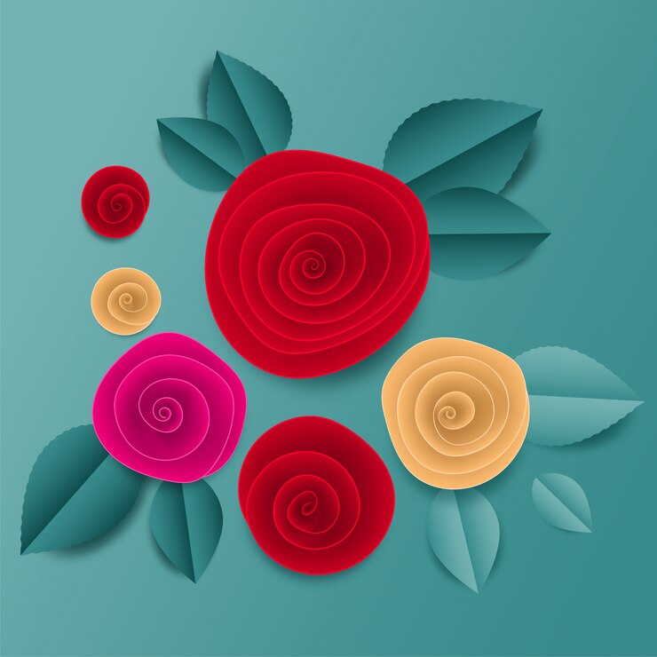 Vector cut paper floral square frame